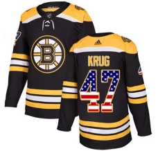 Miesten Boston Bruins Torey Krug 47 Pelipaita USA Flag Fashion Musta Authentic