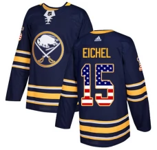 Miesten Buffalo Sabres Jack Eichel 15 Pelipaita USA Flag Fashion Navy Authentic