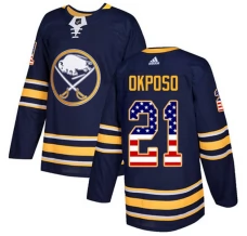 Miesten Buffalo Sabres Kyle Okposo 21 Pelipaita USA Flag Fashion Navy Authentic