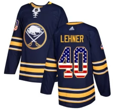Miesten Buffalo Sabres Robin Lehner 40 Pelipaita USA Flag Fashion Navy Authentic