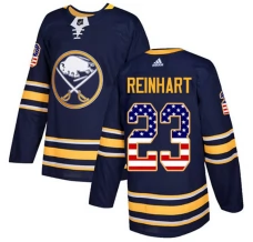Miesten Buffalo Sabres Sam Reinhart 23 Pelipaita USA Flag Fashion Navy Authentic