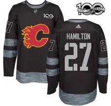 Miesten Calgary Flames Dougie Hamilton 27 Pelipaita 1917-2017 100th Anniversary Patch Musta Authentic
