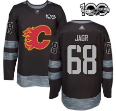 Miesten Calgary Flames Jaromir Jagr 68 Pelipaita 1917-2017 100th Anniversary Patch Musta Authentic