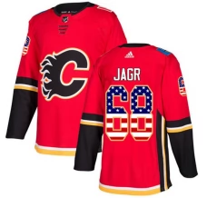 Miesten Calgary Flames Jaromir Jagr 68 Pelipaita USA Flag Fashion Punainen Authentic