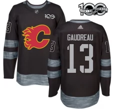 Miesten Calgary Flames Johnny Gaudreau 13 Pelipaita 1917-2017 100th Anniversary Patch Musta Authentic