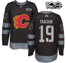 Miesten Calgary Flames Matthew Tkachuk 19 Pelipaita 1917-2017 100th Anniversary Patch Musta Authentic