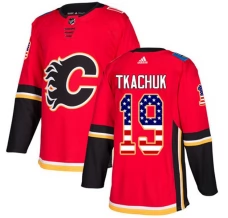 Miesten Calgary Flames Matthew Tkachuk 19 Pelipaita USA Flag Fashion Punainen Authentic