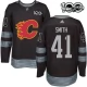 Miesten Calgary Flames Mike Smith 41 Pelipaita 1917-2017 100th Anniversary Patch Musta Authentic