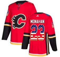 Miesten Calgary Flames Sean Monahan 23 Pelipaita USA Flag Fashion Punainen Authentic