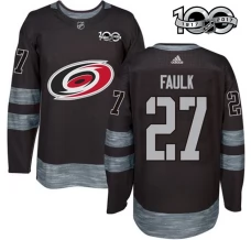 Miesten Carolina Hurricanes Justin Faulk 27 Pelipaita 1917-2017 100th Anniversary Patch Musta Authentic