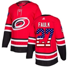 Miesten Carolina Hurricanes Justin Faulk 27 Pelipaita USA Flag Fashion Punainen Authentic