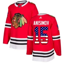 Miesten Chicago Blackhawks Artem Anisimov 15 Pelipaita USA Flag Fashion Punainen Authentic