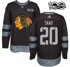 Miesten Chicago Blackhawks Brandon Saad 20 Pelipaita 1917-2017 100th Anniversary Patch Musta Authentic