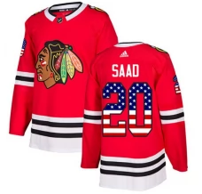 Miesten Chicago Blackhawks Brandon Saad 20 Pelipaita USA Flag Fashion Punainen Authentic