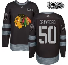 Miesten Chicago Blackhawks Corey Crawford 50 Pelipaita 1917-2017 100th Anniversary Patch Musta Authentic