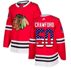 Miesten Chicago Blackhawks Corey Crawford 50 Pelipaita USA Flag Fashion Punainen Authentic
