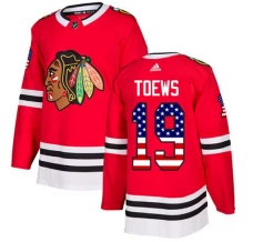 Miesten Chicago Blackhawks Jonathan Toews 19 Pelipaita USA Flag Fashion Punainen Authentic