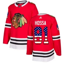 Miesten Chicago Blackhawks Marian Hossa 81 Pelipaita USA Flag Fashion Punainen Authentic