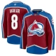 Miesten Colorado Avalanche Cale Makar 8 Pelipaita Burgundy Premium Koti