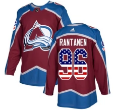 Miesten Colorado Avalanche Mikko Rantanen 96 Pelipaita USA Flag Fashion Burgundy Punainen Authentic