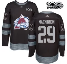 Miesten Colorado Avalanche Nathan MacKinnon 29 Pelipaita 1917-2017 100th Anniversary Patch Musta Authentic