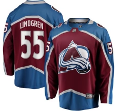 Miesten Colorado Avalanche Ryan Lindgren 55 Pelipaita Burgundy Breakaway Koti