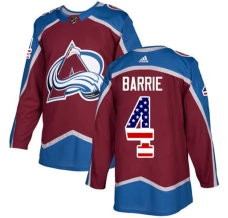 Miesten Colorado Avalanche Tyson Barrie 4 Pelipaita USA Flag Fashion Burgundy Punainen Authentic