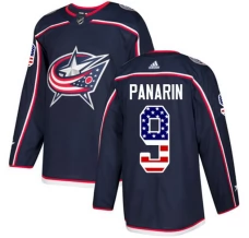 Miesten Columbus Blue Jackets Artemi Panarin 9 Pelipaita USA Flag Fashion Navy Authentic