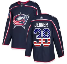 Miesten Columbus Blue Jackets Boone Jenner 38 Pelipaita USA Flag Fashion Navy Authentic