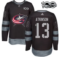 Miesten Columbus Blue Jackets Cam Atkinson 13 Pelipaita 1917-2017 100th Anniversary Patch Musta Authentic