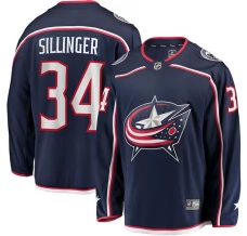 Miesten Columbus Blue Jackets Cole Sillinger 34 Pelipaita Navy Breakaway Koti