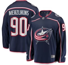 Miesten Columbus Blue Jackets Elvis Merzlikins 90 Pelipaita Navy Breakaway Koti