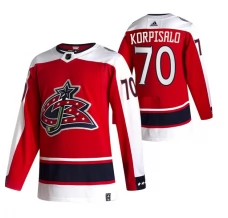 Miesten Columbus Blue Jackets Joonas Korpisalo 70 Pelipaita 2020-21 Reverse Retro Punainen Authentic