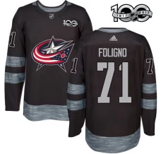 Miesten Columbus Blue Jackets Nick Foligno 71 Pelipaita 1917-2017 100th Anniversary Patch Musta Authentic