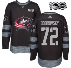 Miesten Columbus Blue Jackets Sergei Bobrovsky 72 Pelipaita 1917-2017 100th Anniversary Patch Musta Authentic