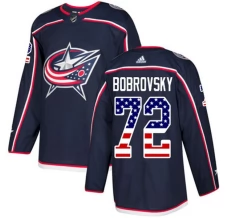 Miesten Columbus Blue Jackets Sergei Bobrovsky 72 Pelipaita USA Flag Fashion Navy Authentic