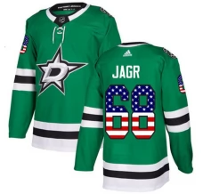 Miesten Dallas Stars Jaromir Jagr 68 Pelipaita USA Flag Fashion Kelly Green Authentic