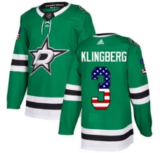 Miesten Dallas Stars John Klingberg 3 Pelipaita USA Flag Fashion Kelly Green Authentic