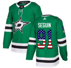 Miesten Dallas Stars Tyler Seguin 91 Pelipaita USA Flag Fashion Kelly Green Authentic
