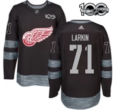 Miesten Detroit Red Wings Dylan Larkin 71 Pelipaita 1917-2017 100th Anniversary Patch Musta Authentic