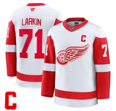 Miesten Detroit Red Wings Dylan Larkin 71 Pelipaita Captain Patch Valkoinen Premium Vieras