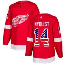 Miesten Detroit Red Wings Gustav Nyquist 14 Pelipaita USA Flag Fashion Punainen Authentic