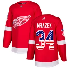 Miesten Detroit Red Wings Petr Mrazek 34 Pelipaita USA Flag Fashion Punainen Authentic