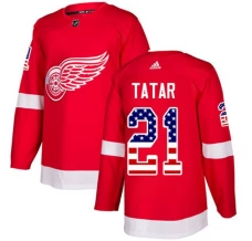 Miesten Detroit Red Wings Tomas Tatar 21 Pelipaita USA Flag Fashion Punainen Authentic