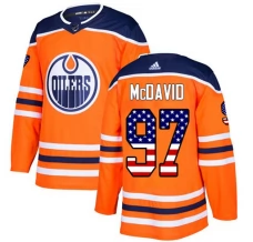 Miesten Edmonton Oilers Connor McDavid 97 Pelipaita USA Flag Fashion Oranssi Authentic
