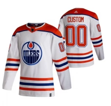 Miesten Edmonton Oilers Custom Pelipaita 2020-21 Reverse Retro Valkoinen Authentic