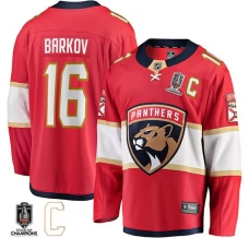 Miesten Florida Panthers Aleksander Barkov 16 Pelipaita 2024 Stanley Cup Champions Captain Patches Punainen Breakaway Koti