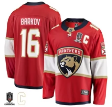 Miesten Florida Panthers Aleksander Barkov 16 Pelipaita 2025 Stanley Cup Champions Captain Patches Punainen Breakaway Koti