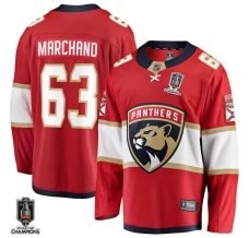 Miesten Florida Panthers Brad Marchand 63 Pelipaita 2025 Stanley Cup Champions Patch Punainen Breakaway Koti