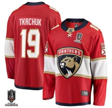 Miesten Florida Panthers Matthew Tkachuk 19 Pelipaita 2025 Stanley Cup Champions Patch Punainen Breakaway Koti